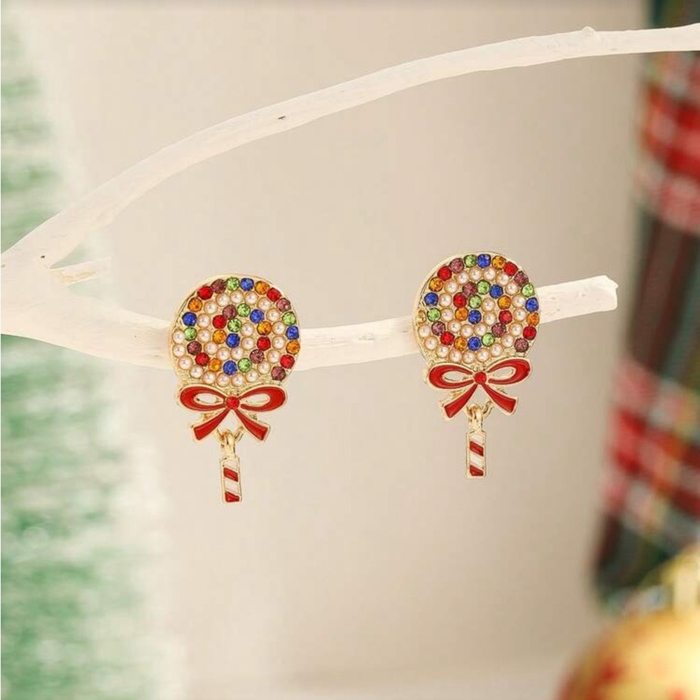 Christmas Lollipop Gem Earrings